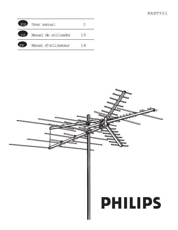 Mode d'emploi PHILIPS UHF-VHF-FM-HDTV OUTDOOR TV ANTENNA SDV9011K