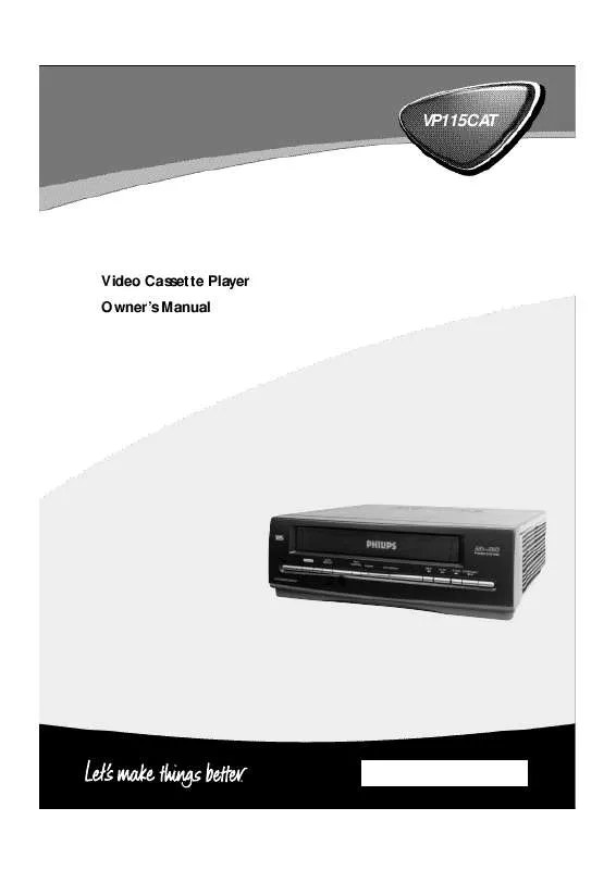 Mode d'emploi PHILIPS VIDEO CASSETTE PLAYER-PLAY ONLY-VP115CAT99