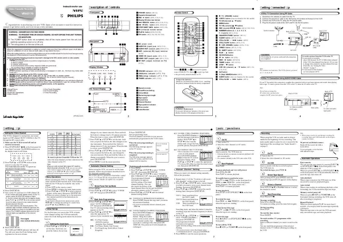 Mode d'emploi PHILIPS VR107