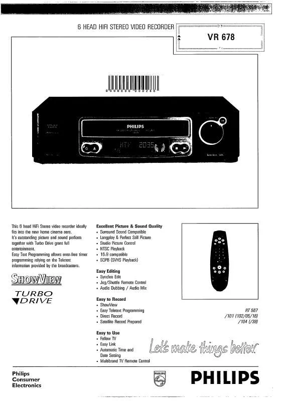 Mode d'emploi PHILIPS VR678