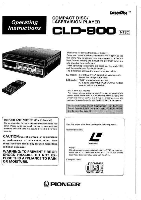 Mode d'emploi PIONEER CLD-900