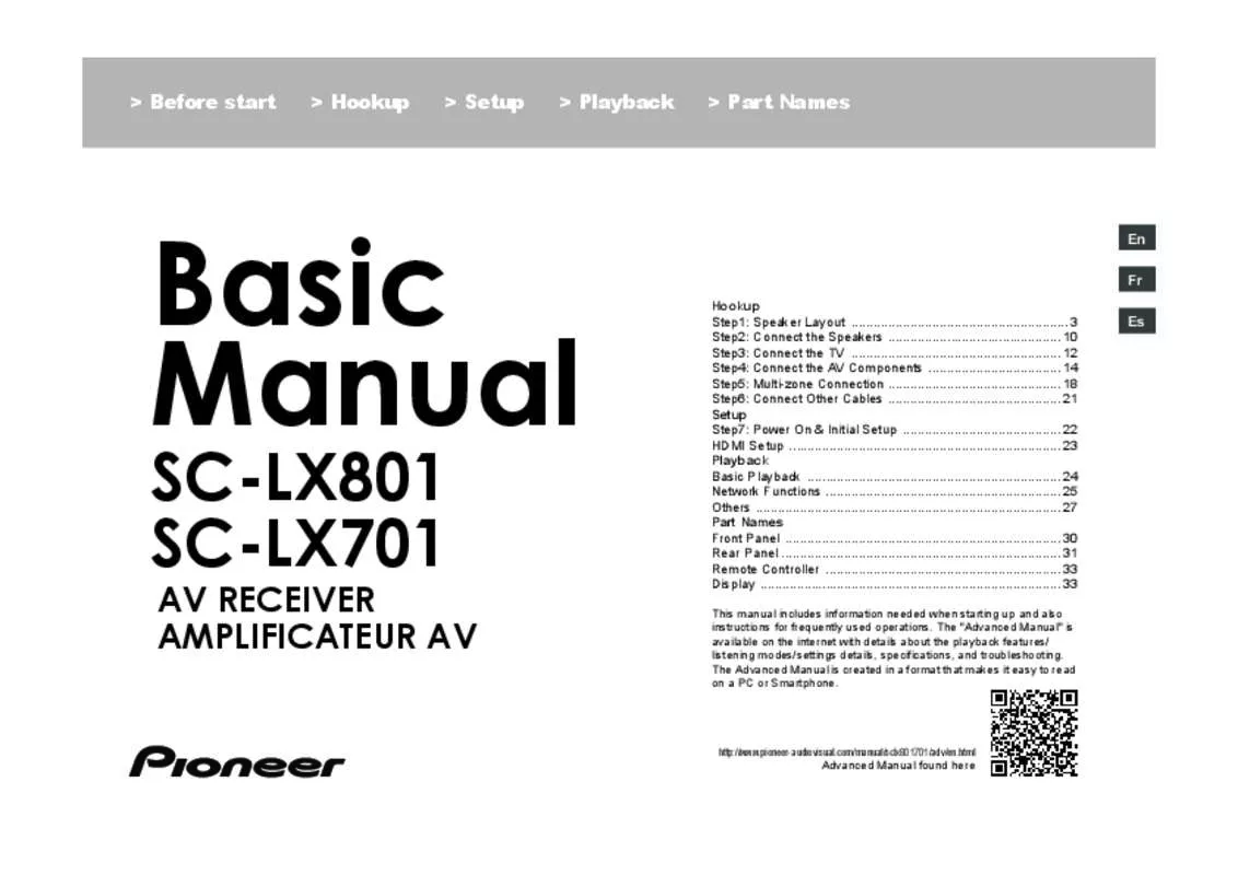 Mode d'emploi PIONEER SC-LX801