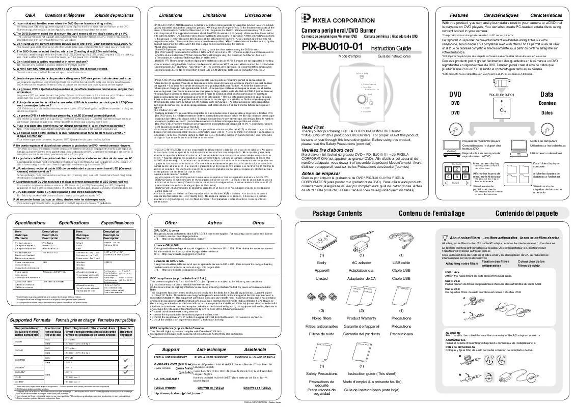 Mode d'emploi PIXELA PIX-BU010-01