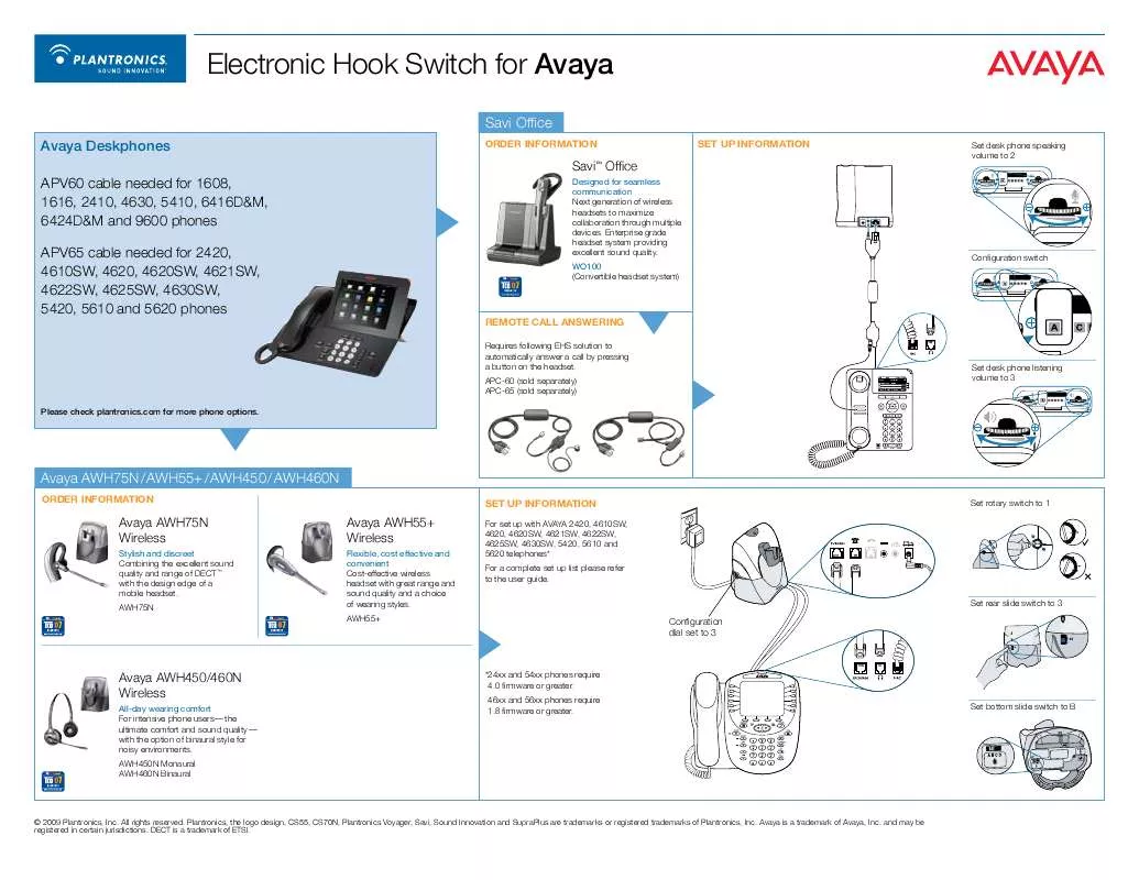 Mode d'emploi PLANTRONICS APV-65 (AVAYA EU24)