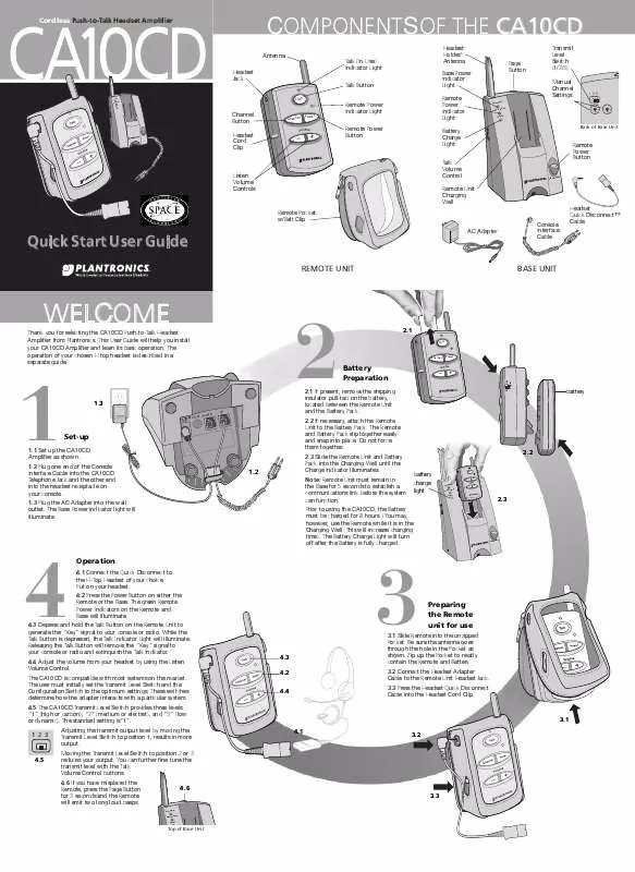 Mode d'emploi PLANTRONICS CA10CD