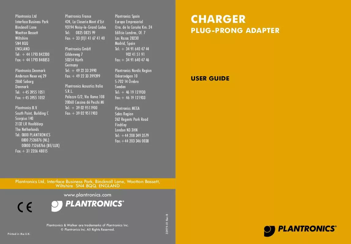 Mode d'emploi PLANTRONICS CHARGER PLUG-PRONG ADAPTER