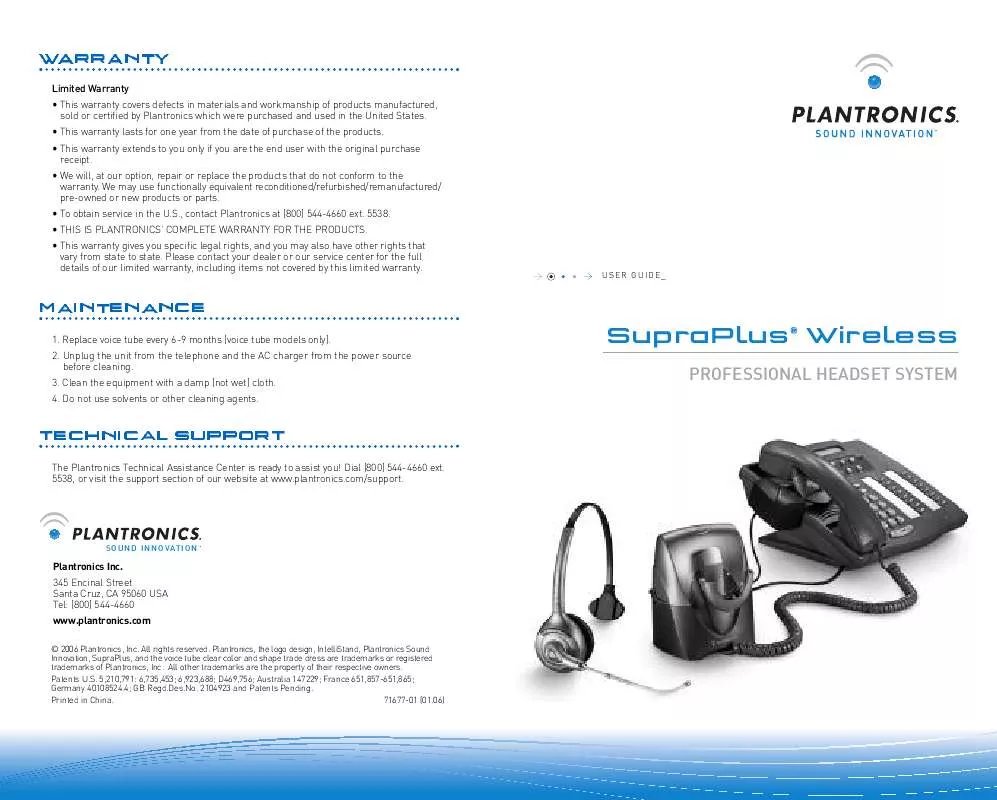 Mode d'emploi PLANTRONICS CS351