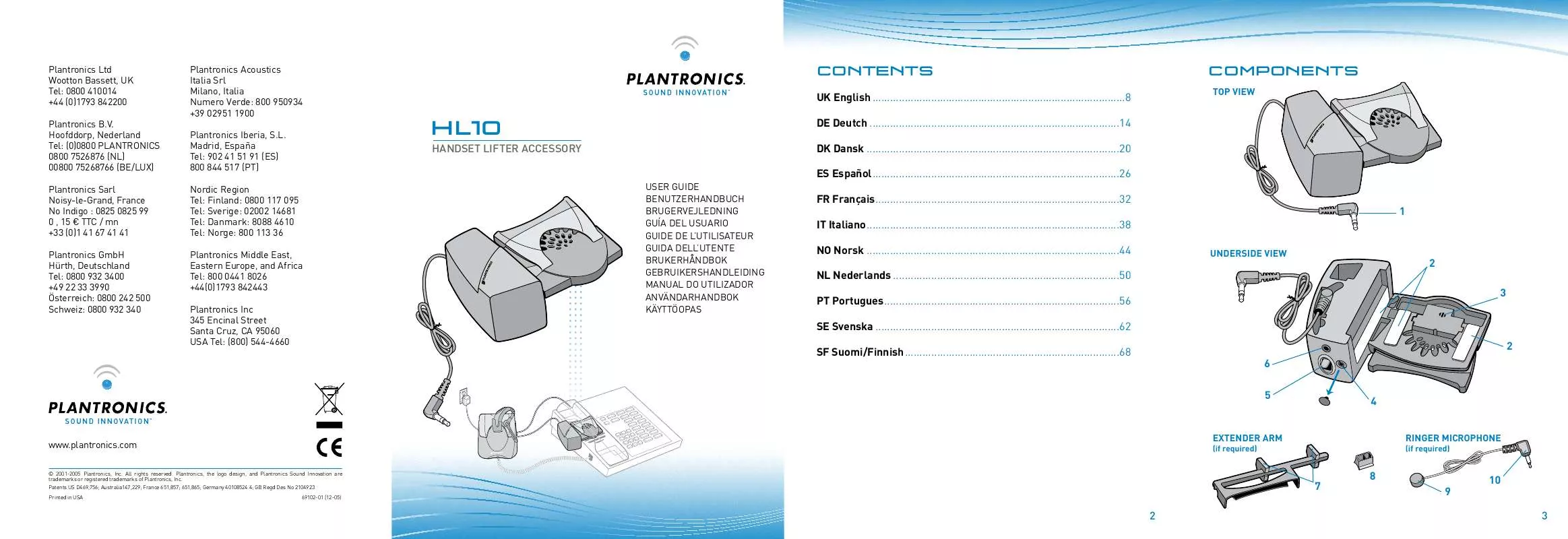 Mode d'emploi PLANTRONICS HL 10