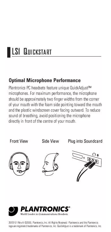 Mode d'emploi PLANTRONICS LS1