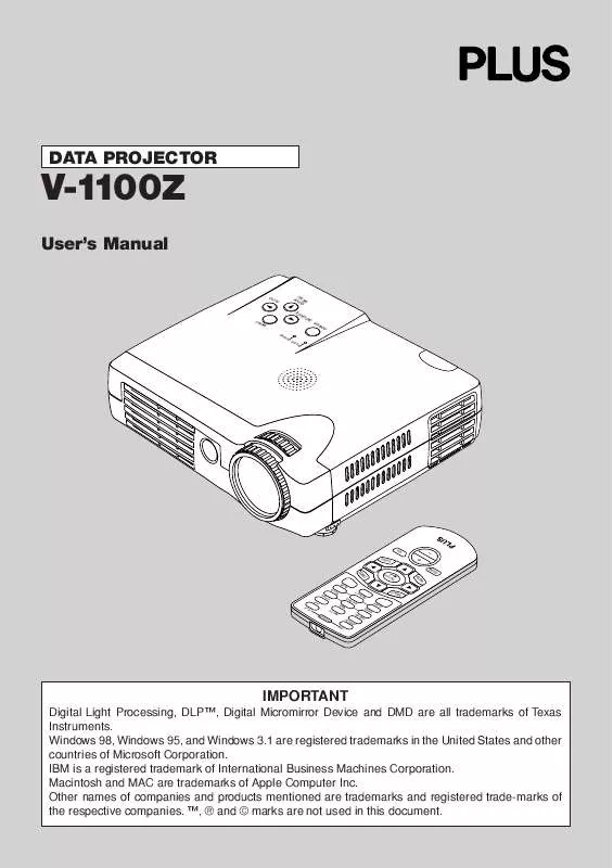 Mode d'emploi PLUS V-1100Z