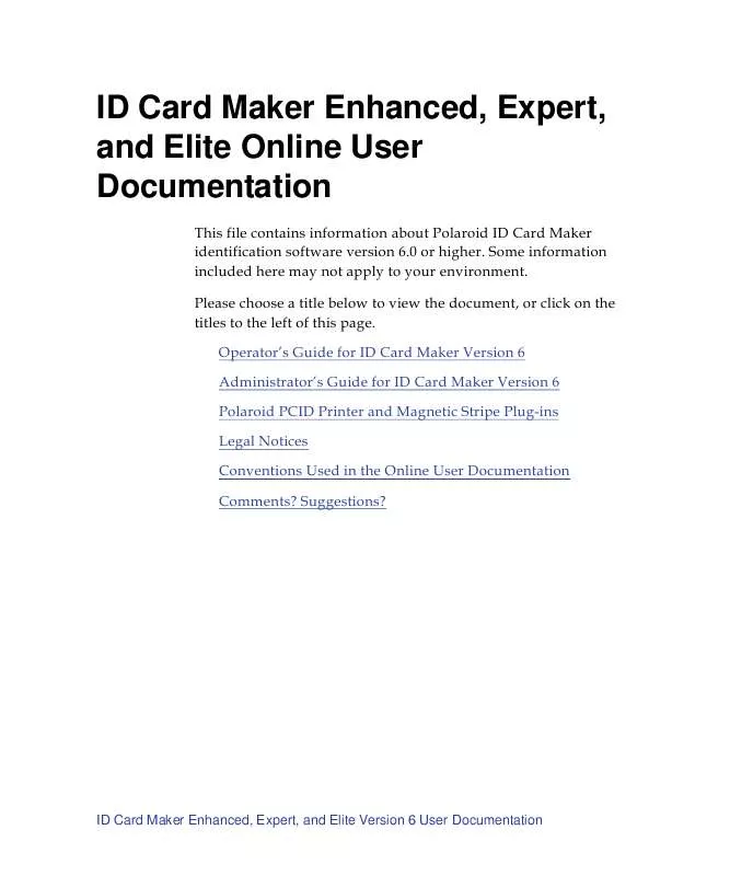 Mode d'emploi POLAROID ID CARD MAKER ENHANCED