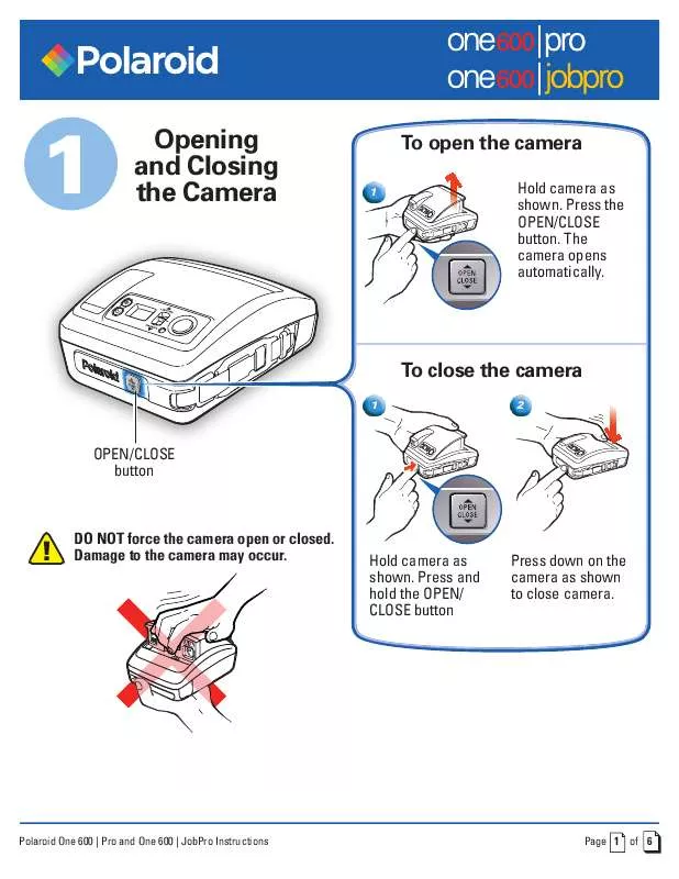 Mode d'emploi POLAROID ONE600JOBPRO
