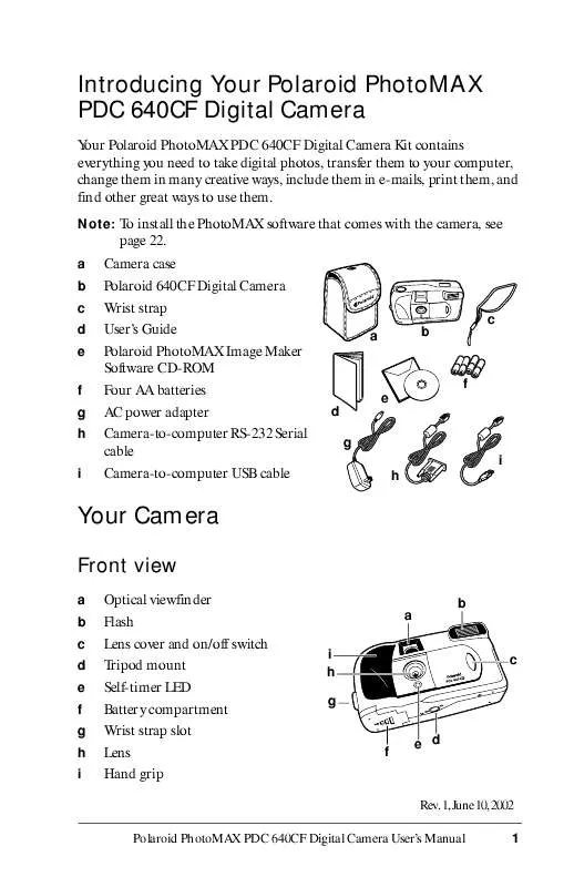 Mode d'emploi POLAROID PDC-640 CF