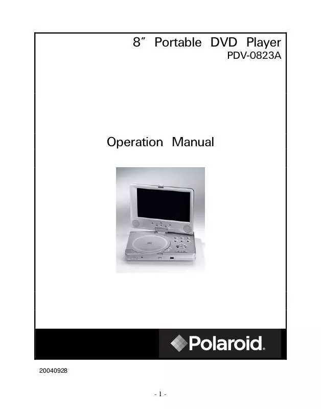 Mode d'emploi POLAROID PDV-0823A