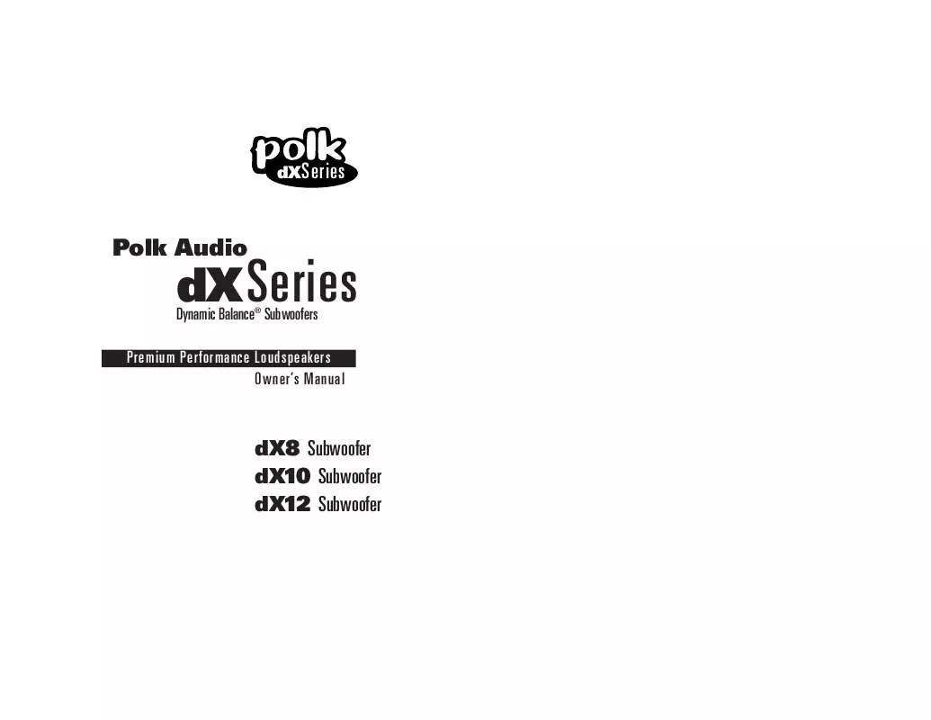 Mode d'emploi POLK AUDIO DX10