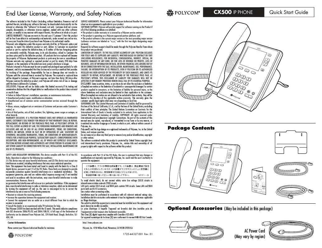 Mode d'emploi POLYCOM CX500