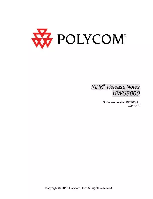 Mode d'emploi POLYCOM KWS 8000