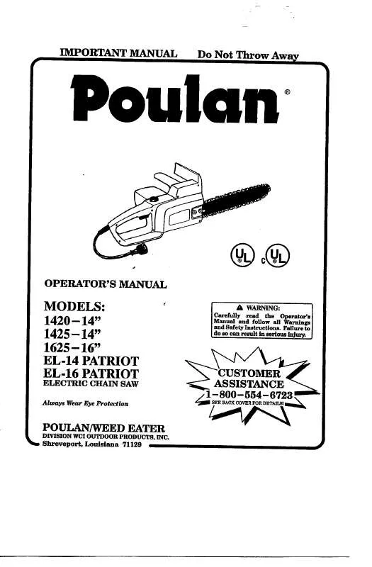 Mode d'emploi POULAN 1420-14