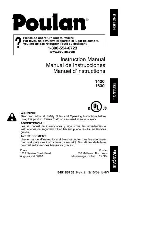 Mode d'emploi POULAN 1630