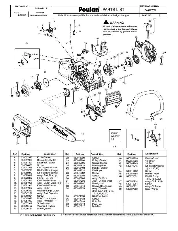 Mode d'emploi POULAN P4018WTL