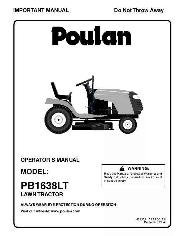 Mode d'emploi POULAN PRO PB1638LT