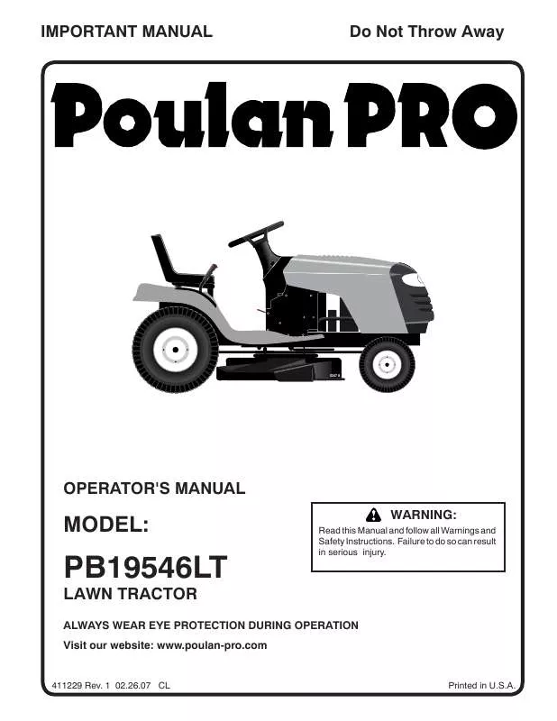 Mode d'emploi POULAN PRO PB19546LT