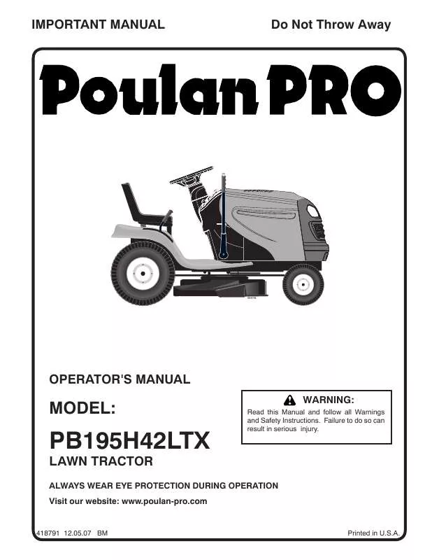 Mode d'emploi POULAN PRO PB195H42LTX