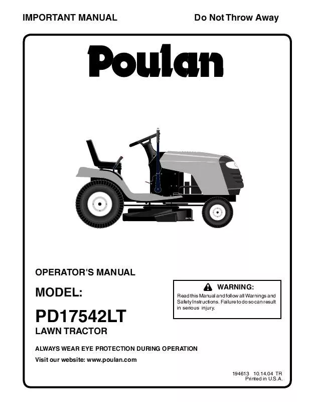 Mode d'emploi POULAN PD17542LT