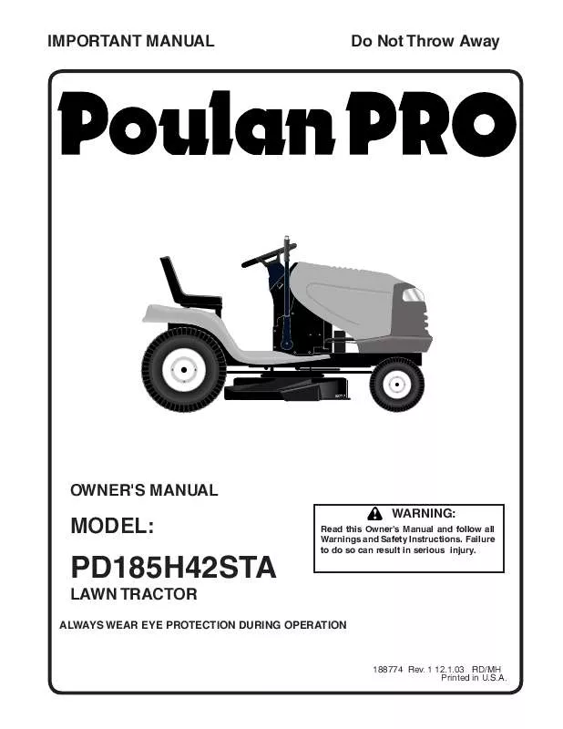 Mode d'emploi POULAN PD185H42STA