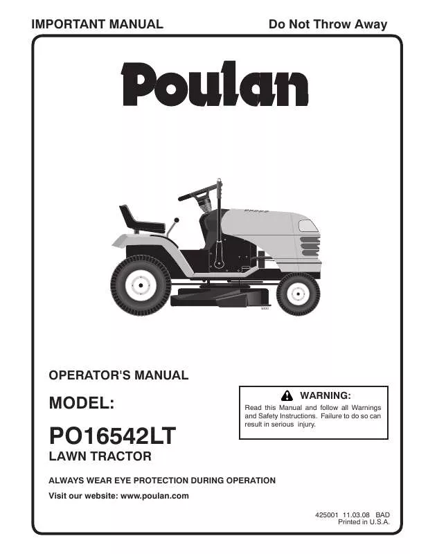 Mode d'emploi POULAN PO16542LT