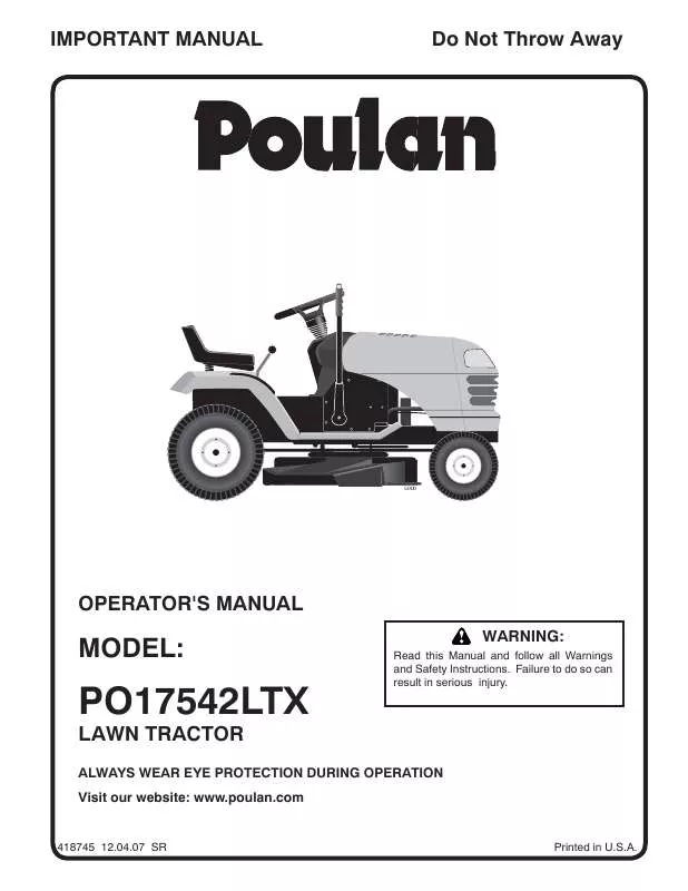 Mode d'emploi POULAN PO17542LTX