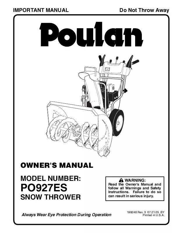 Mode d'emploi POULAN PO927ES