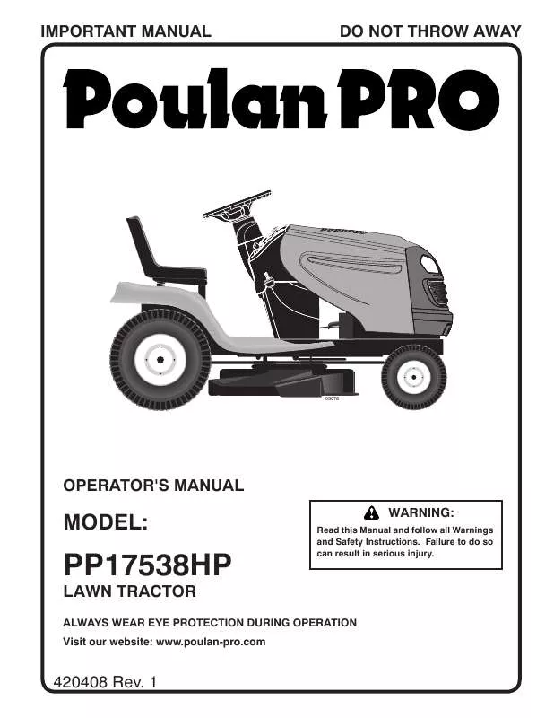 Mode d'emploi POULAN PRO PP17538HP