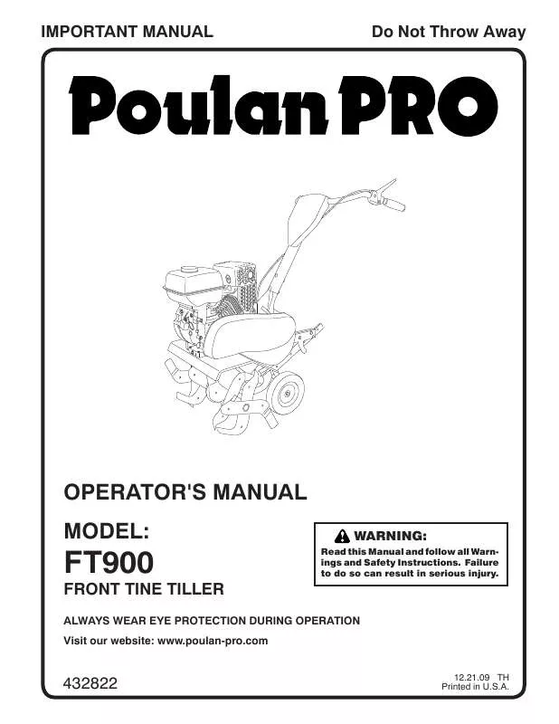 Mode d'emploi POULAN FT900