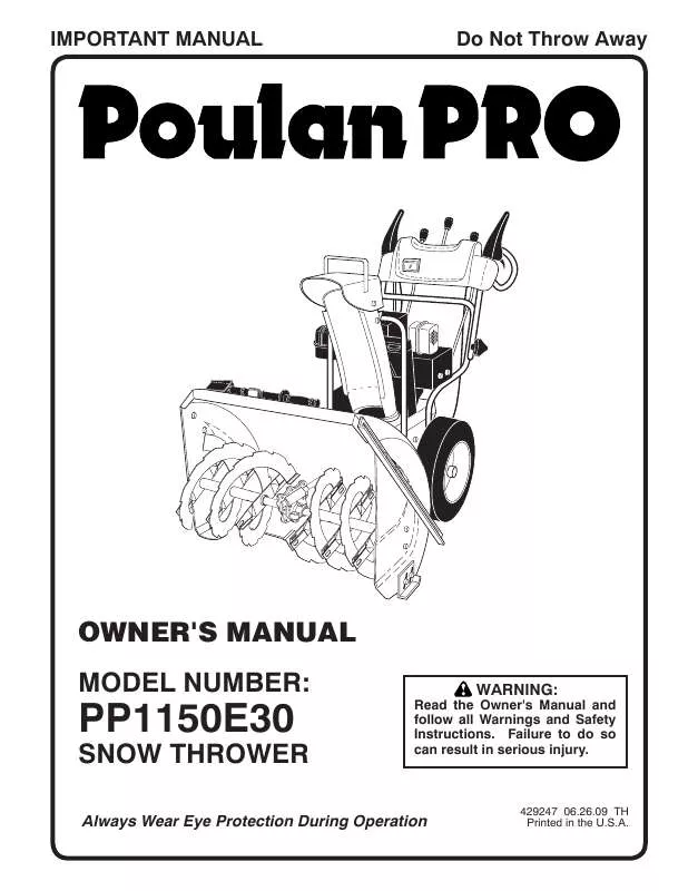 Mode d'emploi POULAN PRO PP1150E30