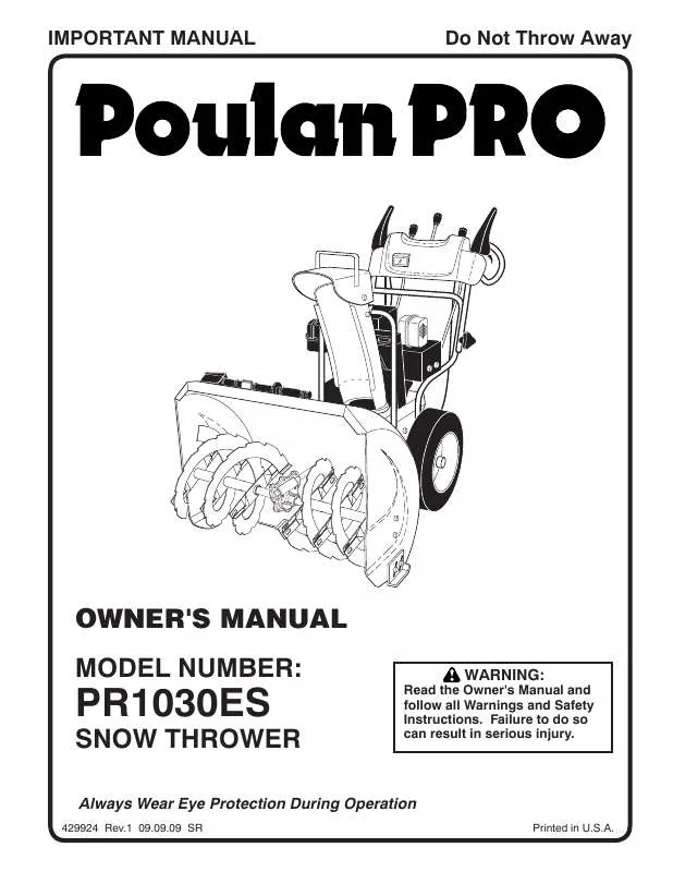 Mode d'emploi POULAN PRO PR1030ES