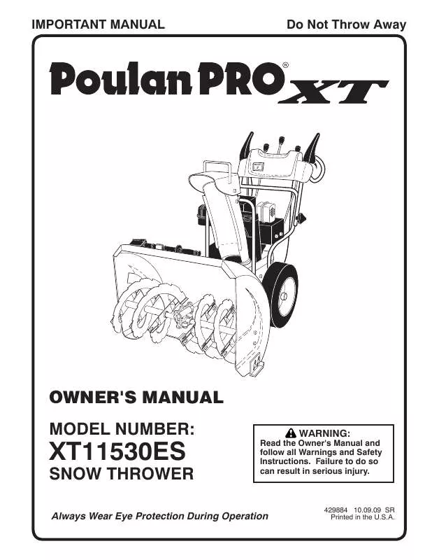 Mode d'emploi POULAN PRO XT XT11530ES