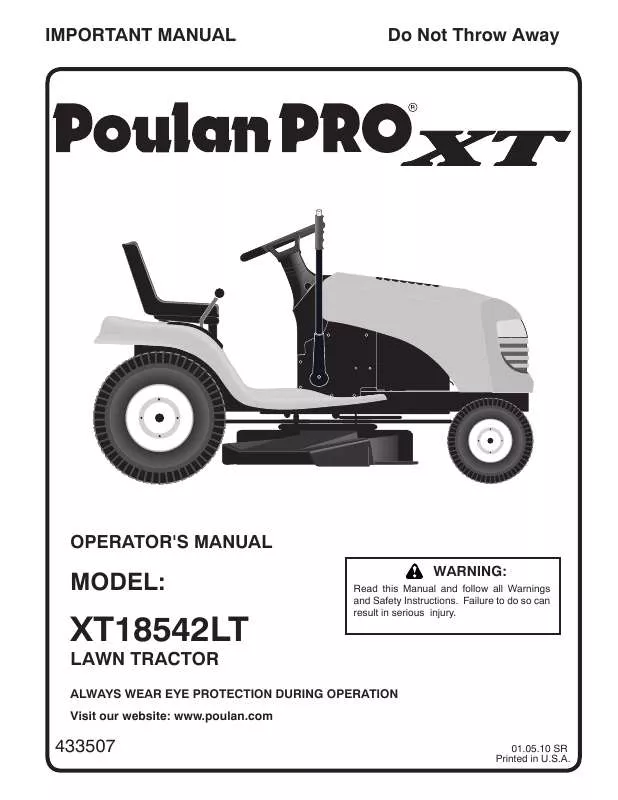 Mode d'emploi POULAN XT18542LT