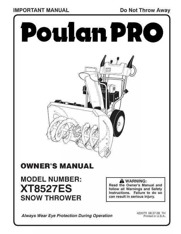 Mode d'emploi POULAN XT8527ES