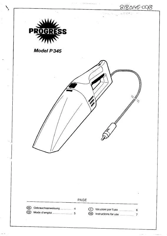 Mode d'emploi PROGRESS PB343B