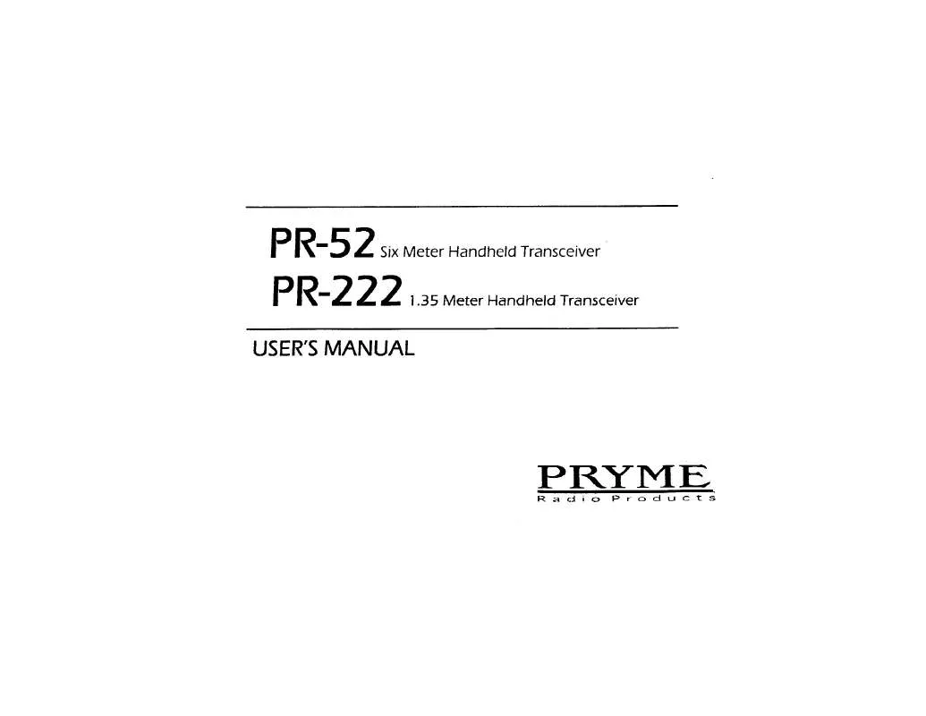 Mode d'emploi PRYME PR-52