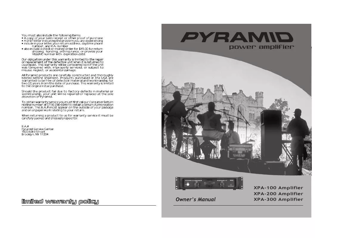 Mode d'emploi PYRAMID XPA200