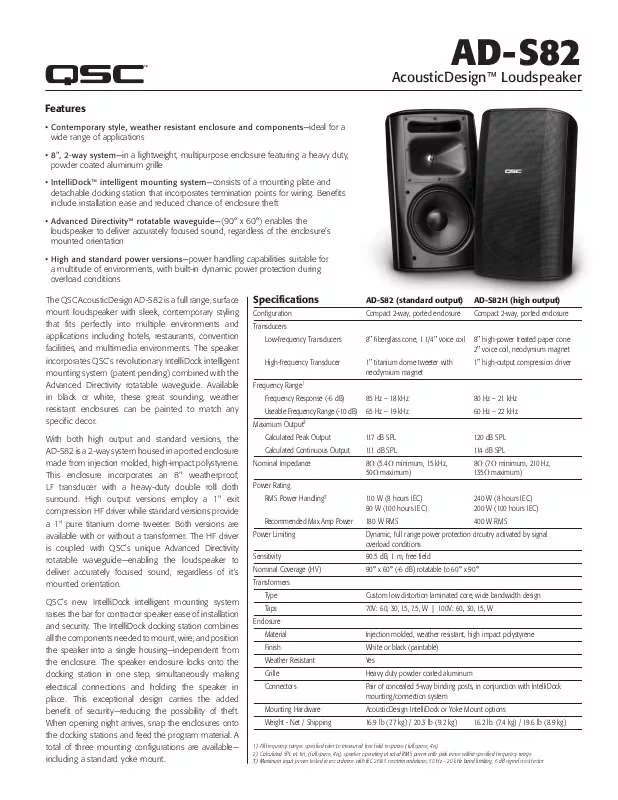 Mode d'emploi QSC AUDIO AD-S82