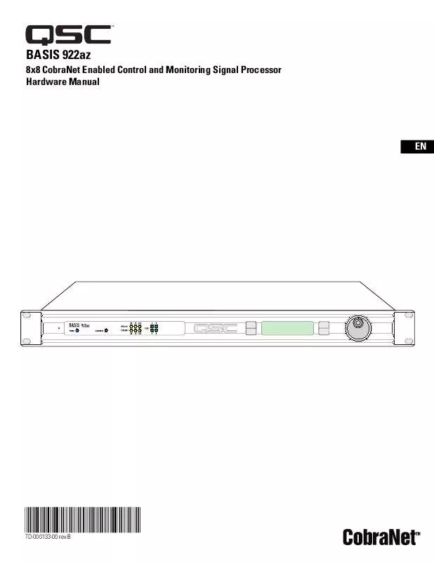 Mode d'emploi QSC AUDIO BASIS 922AZ