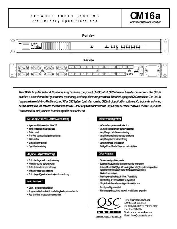 Mode d'emploi QSC AUDIO CM16A