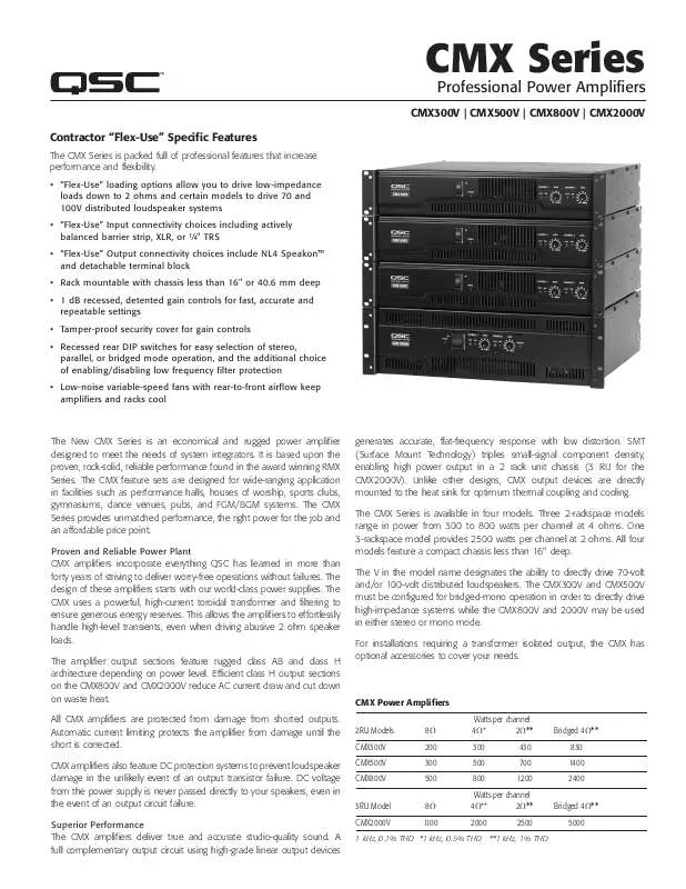 Mode d'emploi QSC AUDIO CMX500V