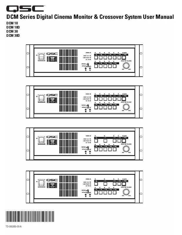 Mode d'emploi QSC AUDIO DCM 30 DIGITAL CINEMA MONITOR