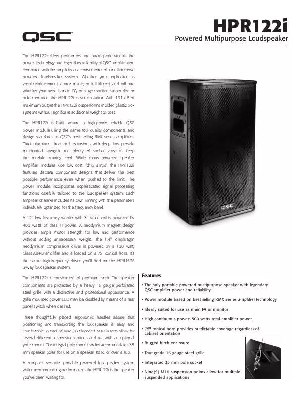 Mode d'emploi QSC AUDIO HPR122I