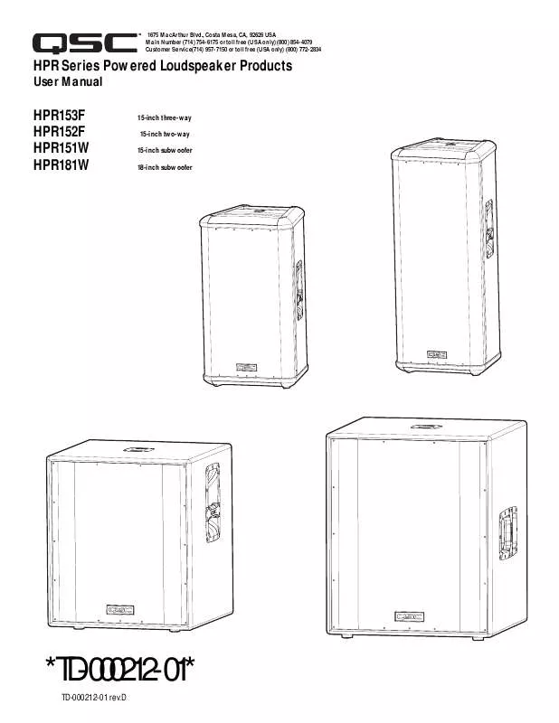 Mode d'emploi QSC AUDIO HPR152F