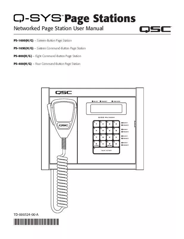 Mode d'emploi QSC AUDIO PS-1600 H